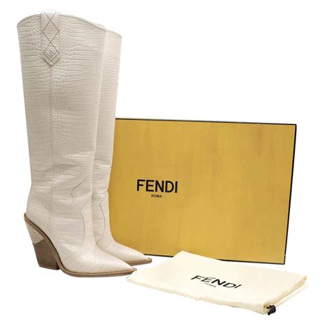 fendi crocodile boots white|Fendi Crocodile Animal Print Riding Boots .